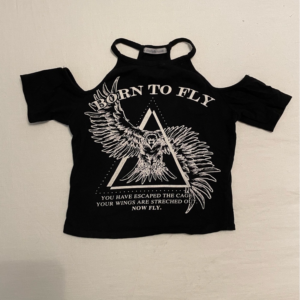 Charlotte Russe cut out shoulder crop top